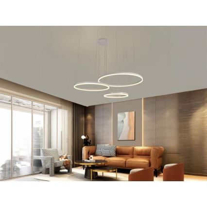 Светодиодная подвесная люстра с регулированием яркости LED/125W/230V 3000-6500K + дистанционное управление