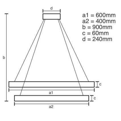 Светодиодная подвесная люстра с регулированием яркости LED/135W/230V 3000-6500K диаметр 60 см + дистанционное управление