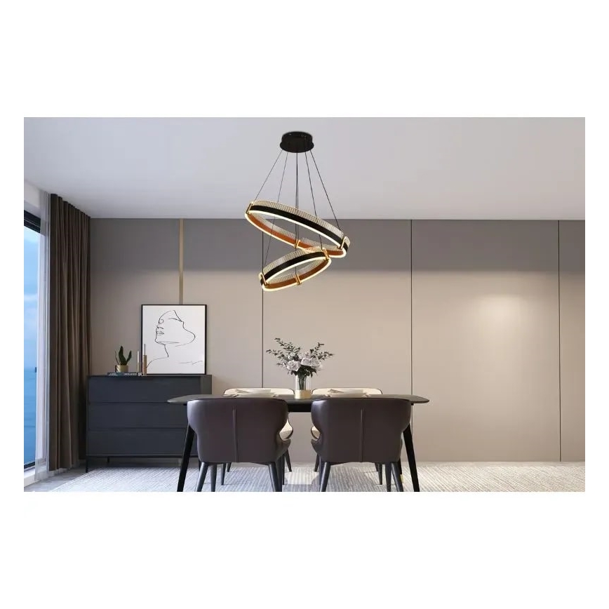 Светодиодная подвесная люстра с регулированием яркости LED/140W/230V 3000-6500K диаметр 60 см + дистанционное управление