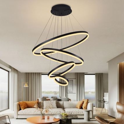 Светодиодная подвесная люстра с регулированием яркости LED/165W/230V 3000-6500K диаметр 80 см + дистанционное управление