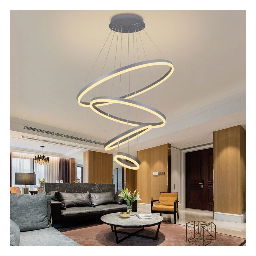 Светодиодная подвесная люстра с регулированием яркости LED/165W/230V 3000-6500K диаметр 80 см + дистанционное управление