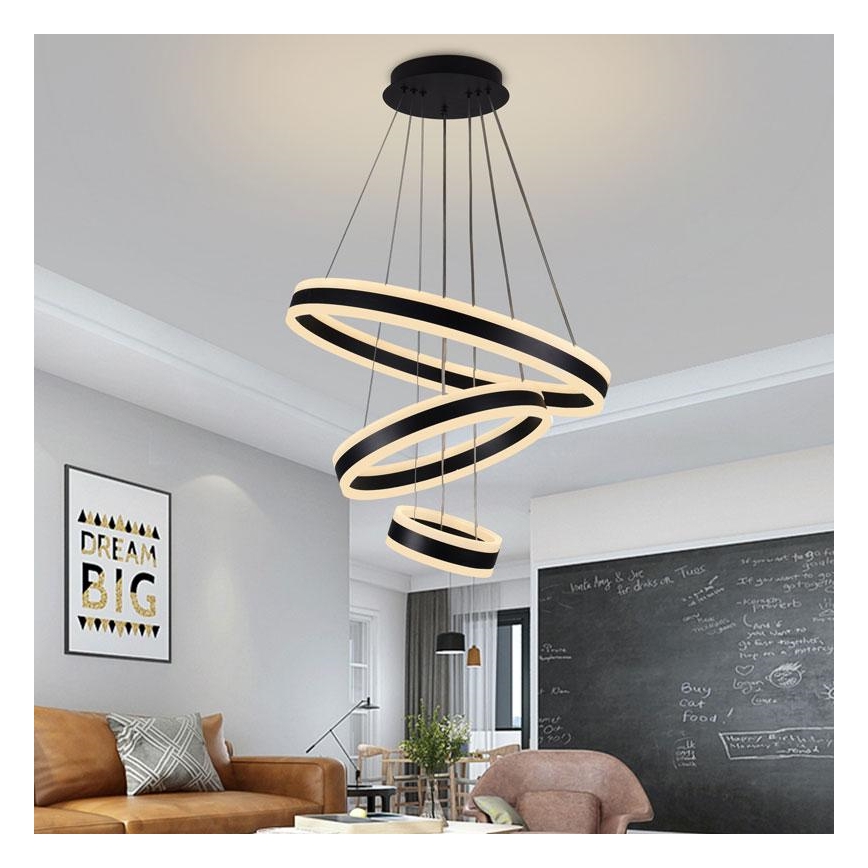 Светодиодная подвесная люстра с регулированием яркости LED/165W/230V 3000-6500K + дистанционное управление