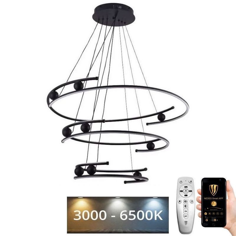 Светодиодная подвесная люстра с регулированием яркости LED/170W/230V 3000-6500K диаметр 80 см + дистанционное управление