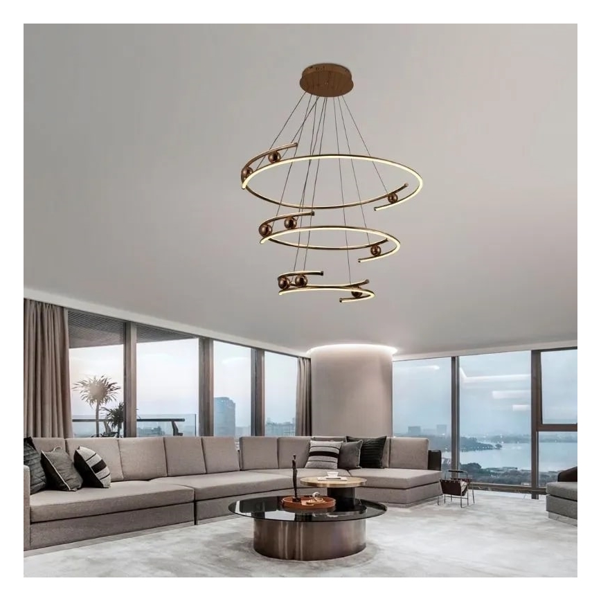 Светодиодная подвесная люстра с регулированием яркости LED/170W/230V 3000-6500K диаметр 80 см + дистанционное управление