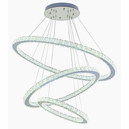 Светодиодная хрустальная подвесная люстра с регулированием яркости LED/210W/230V 3000-6500K серебристый + дистанционное управление