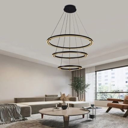 Светодиодная подвесная люстра с регулированием яркости LED/235W/230V 3000-6500K диаметр 80 см + дистанционное управление