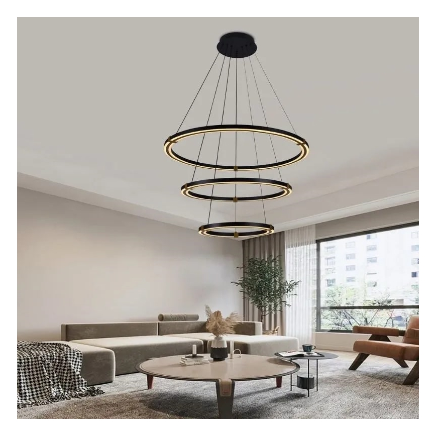 Светодиодная подвесная люстра с регулированием яркости LED/235W/230V 3000-6500K диаметр 80 см + дистанционное управление