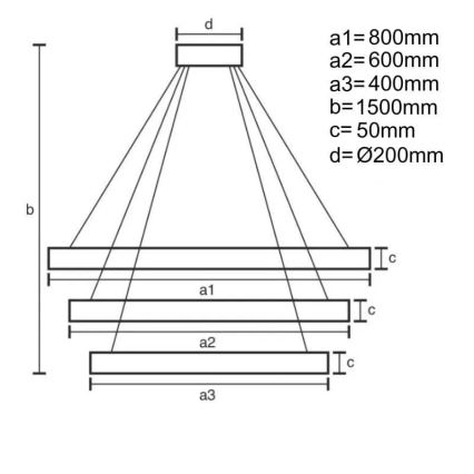 Светодиодная подвесная люстра с регулированием яркости LED/235W/230V 3000-6500K диаметр 80 см + дистанционное управление