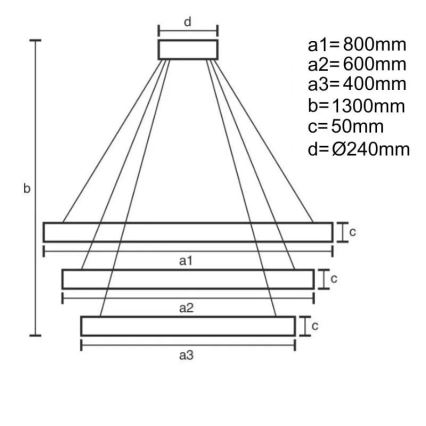 Светодиодная подвесная люстра с регулированием яркости LED/250W/230V 3000-6500K + дистанционное управление