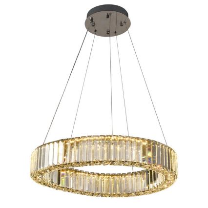 Светодиодная хрустальная подвесная люстра с регулированием яркости LED/40W/230V 3000-6500K блестящий хром + дистанционное управление