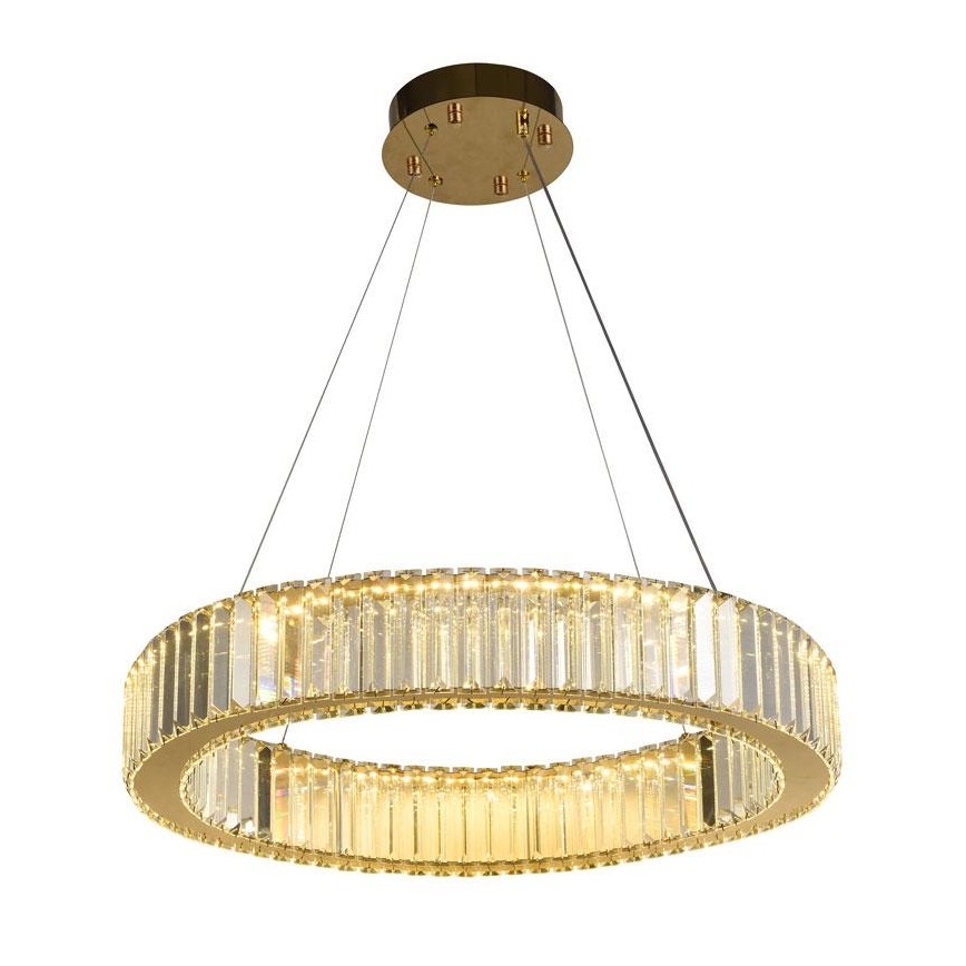 Светодиодная хрустальная подвесная люстра с регулированием яркости LED/40W/230V 3000-6500K хром/золотистый + дистанционное управление