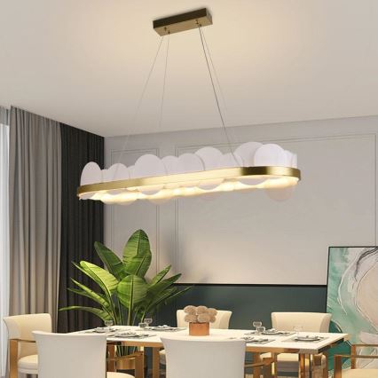 Светодиодная подвесная люстра с регулированием яркости LED/50W/230V 3000-6500K золотистый + дистанционное управление
