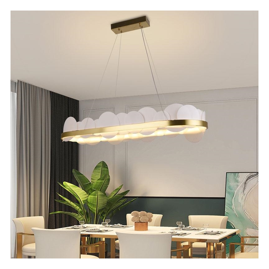 Светодиодная подвесная люстра с регулированием яркости LED/50W/230V 3000-6500K золотистый + дистанционное управление