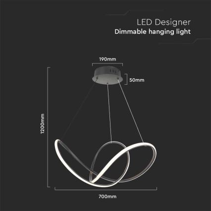 Светодиодная подвесная люстра с регулированием яркости LED/50W/230V 3000K черный