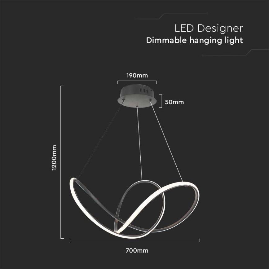 Светодиодная подвесная люстра с регулированием яркости LED/50W/230V 3000K черный