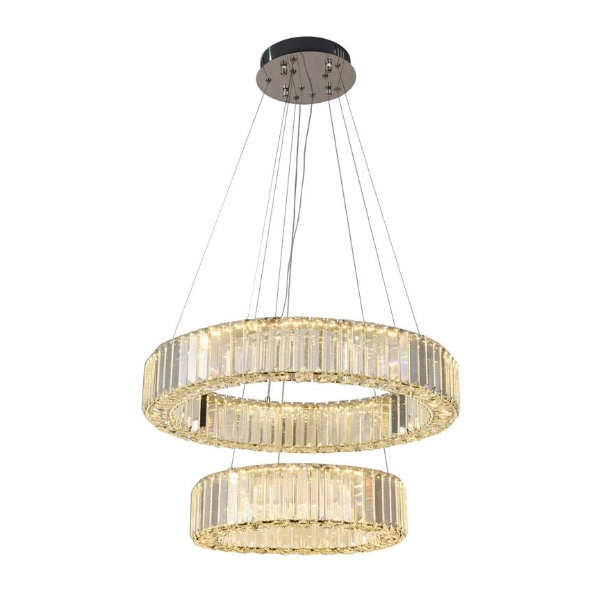 Светодиодная хрустальная подвесная люстра с регулированием яркости LED/65W/230V 3000-6500K блестящий хром + дистанционное управление
