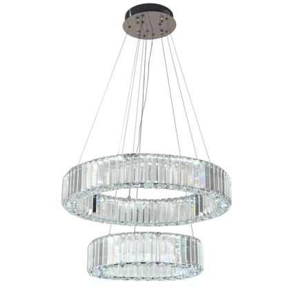 Светодиодная хрустальная подвесная люстра с регулированием яркости LED/65W/230V 3000-6500K блестящий хром + дистанционное управление