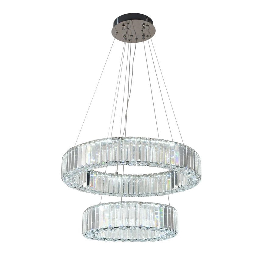 Светодиодная хрустальная подвесная люстра с регулированием яркости LED/65W/230V 3000-6500K блестящий хром + дистанционное управление