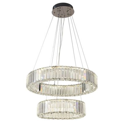 Светодиодная хрустальная подвесная люстра с регулированием яркости LED/65W/230V 3000-6500K блестящий хром + дистанционное управление