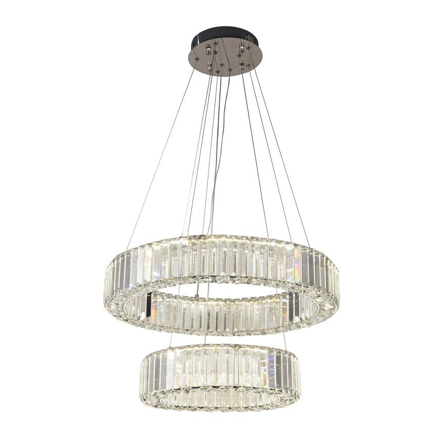 Светодиодная хрустальная подвесная люстра с регулированием яркости LED/65W/230V 3000-6500K блестящий хром + дистанционное управление