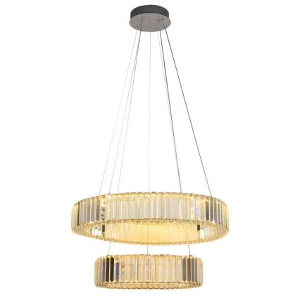 Светодиодная хрустальная подвесная люстра с регулированием яркости LED/65W/230V 3000-6500K блестящий хром + дистанционное управление