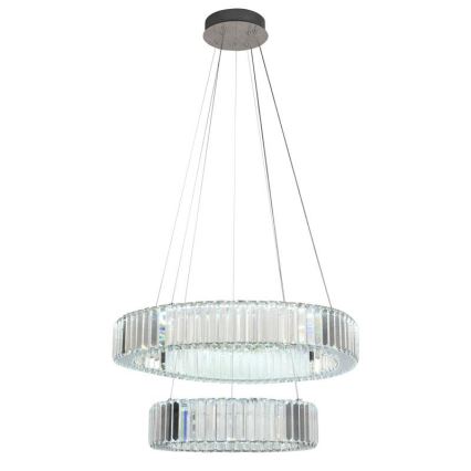 Светодиодная хрустальная подвесная люстра с регулированием яркости LED/65W/230V 3000-6500K блестящий хром + дистанционное управление