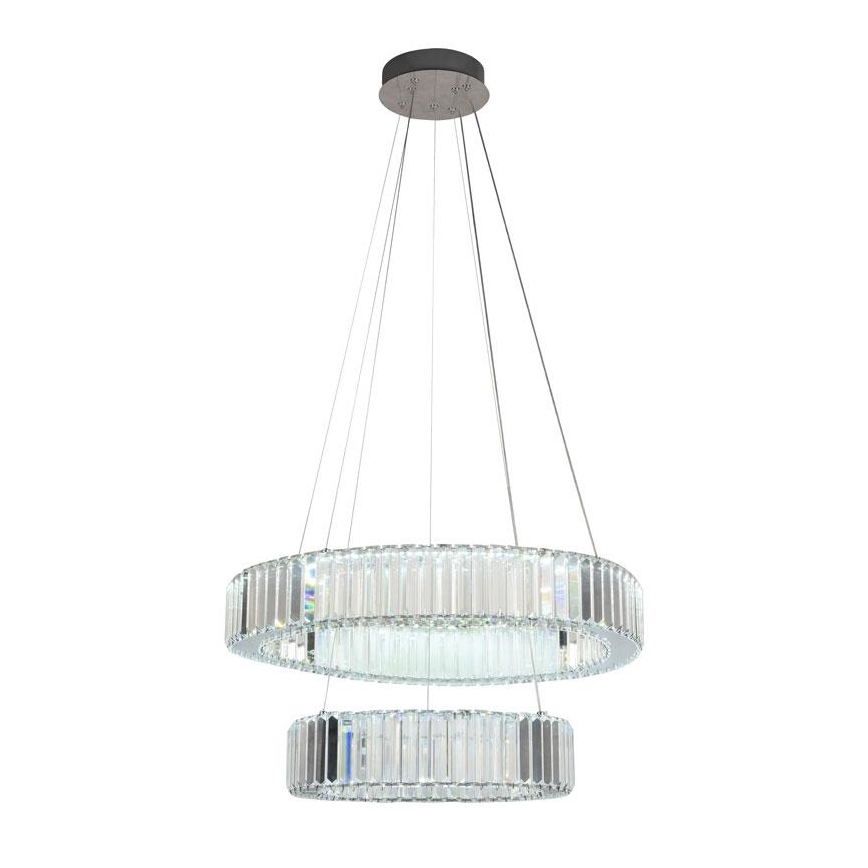 Светодиодная хрустальная подвесная люстра с регулированием яркости LED/65W/230V 3000-6500K блестящий хром + дистанционное управление