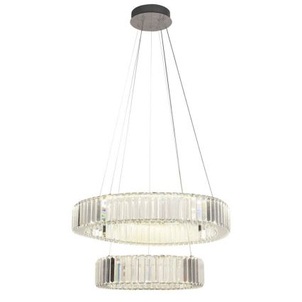 Светодиодная хрустальная подвесная люстра с регулированием яркости LED/65W/230V 3000-6500K блестящий хром + дистанционное управление