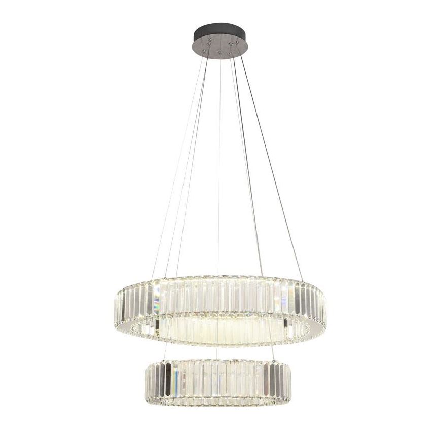 Светодиодная хрустальная подвесная люстра с регулированием яркости LED/65W/230V 3000-6500K блестящий хром + дистанционное управление