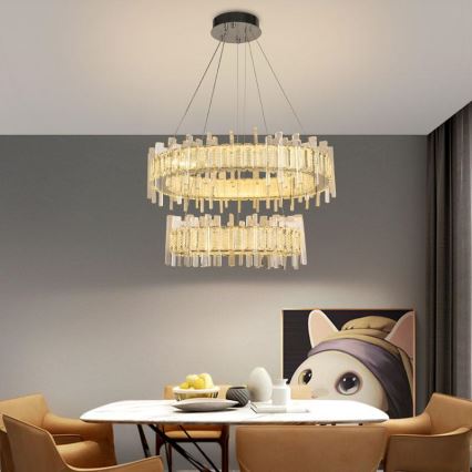Светодиодная хрустальная подвесная люстра с регулированием яркости LED/65W/230V 3000-6500K + дистанционное управление