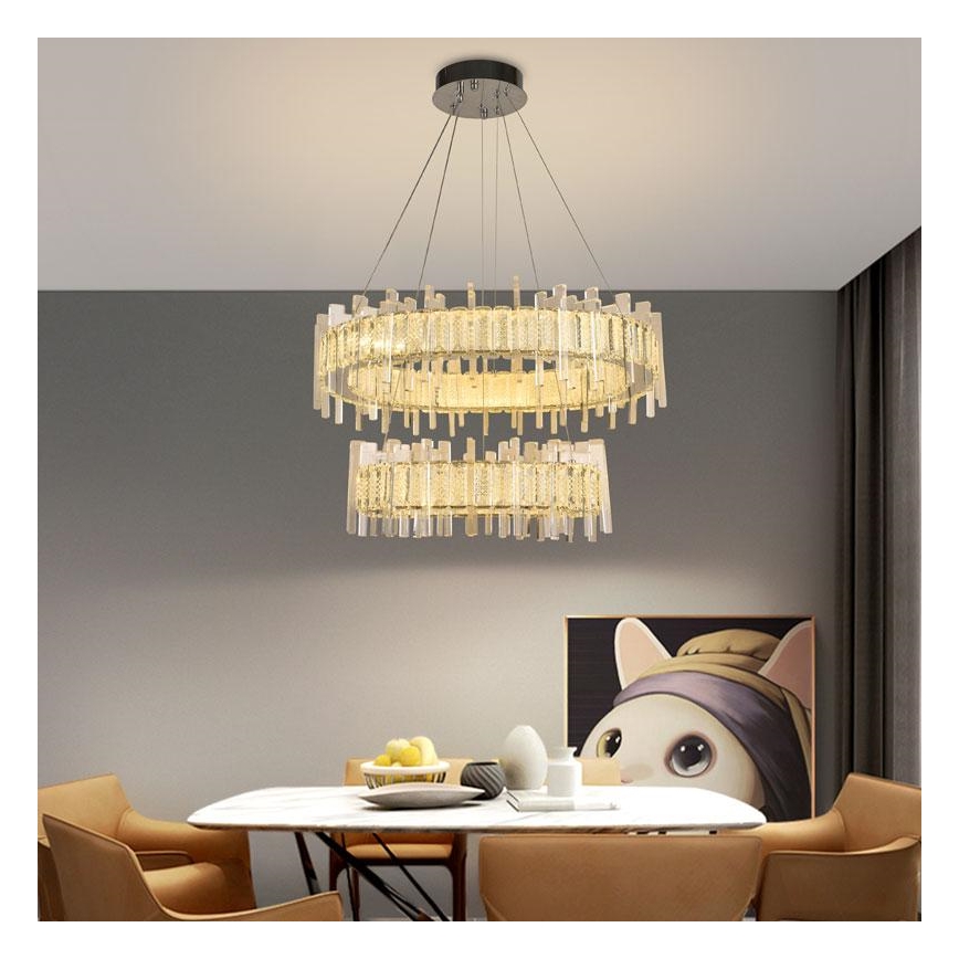 Светодиодная хрустальная подвесная люстра с регулированием яркости LED/65W/230V 3000-6500K + дистанционное управление
