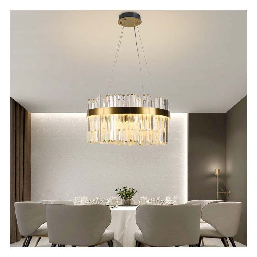 Светодиодная хрустальная подвесная люстра с регулированием яркости LED/70W/230V 3000-6500K золотистый + дистанционное управление