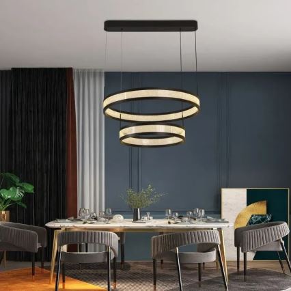 Светодиодная подвесная люстра с регулированием яркости LED/70W/230V 3000-6500K диаметр 60 см черный + дистанционное управление