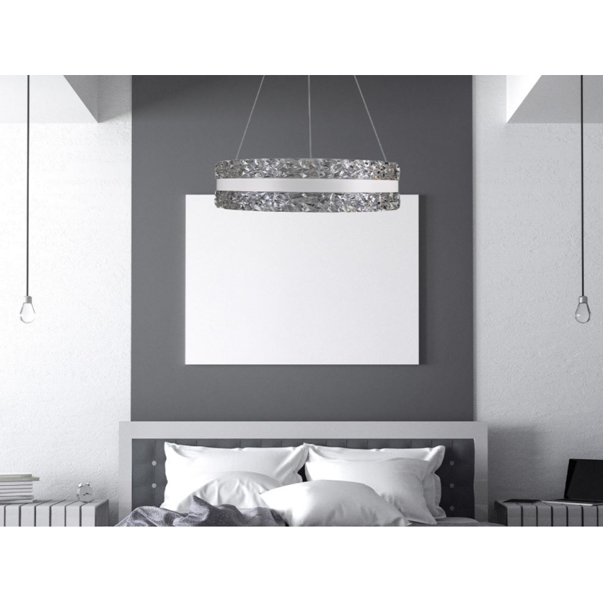 Светодиодная хрустальная подвесная люстра с регулированием яркости LED/80W/230V 3000-6500K белый + дистанционное управление