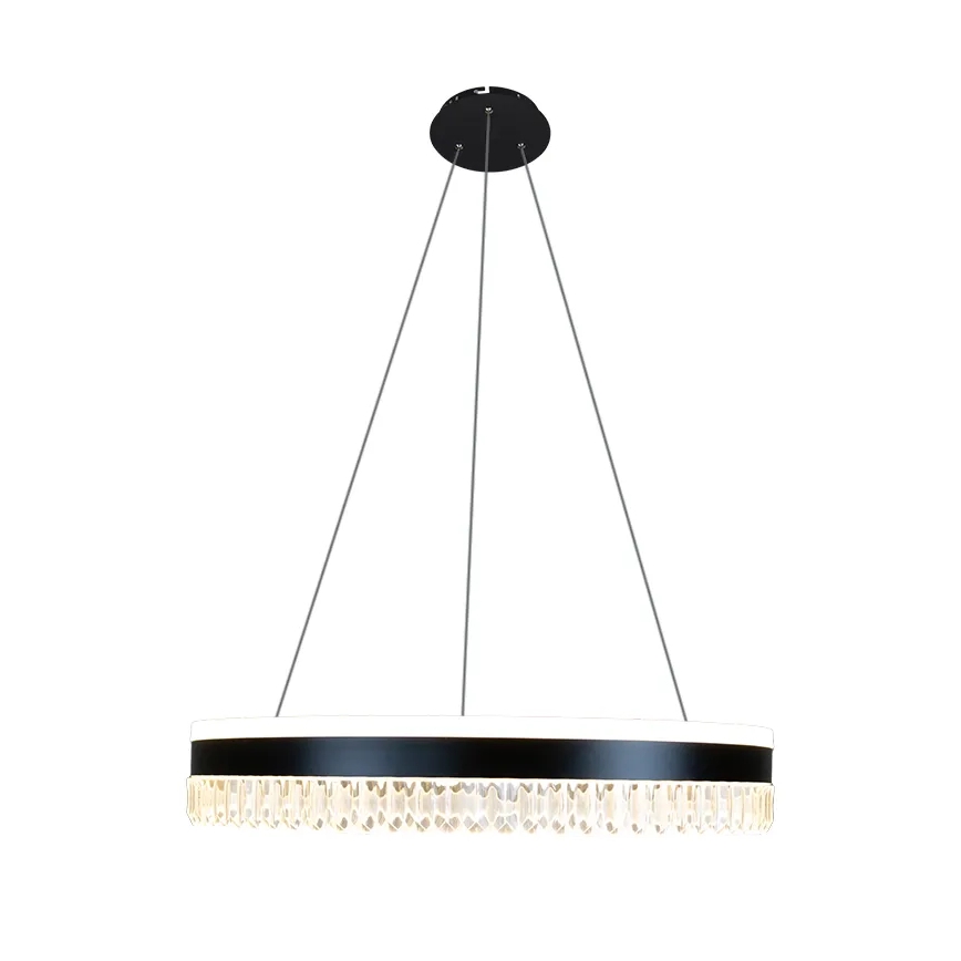 Светодиодная хрустальная подвесная люстра с регулированием яркости LED/80W/230V 3000-6500K черный + дистанционное управление