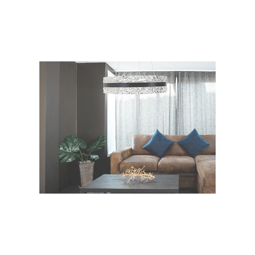 Светодиодная хрустальная подвесная люстра с регулированием яркости LED/80W/230V 3000-6500K черный + дистанционное управление