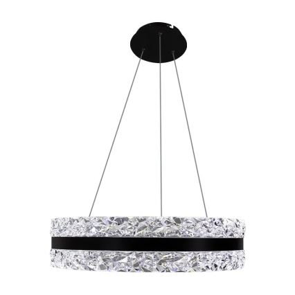 Светодиодная хрустальная подвесная люстра с регулированием яркости LED/80W/230V 3000-6500K черный + дистанционное управление