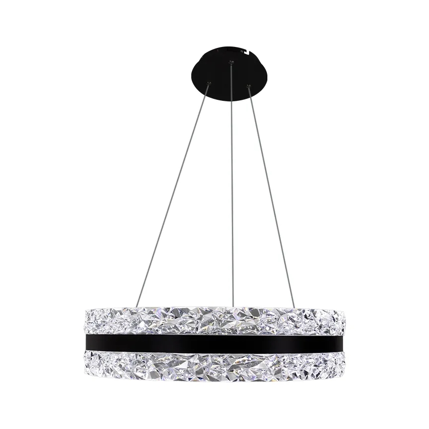 Светодиодная хрустальная подвесная люстра с регулированием яркости LED/80W/230V 3000-6500K черный + дистанционное управление