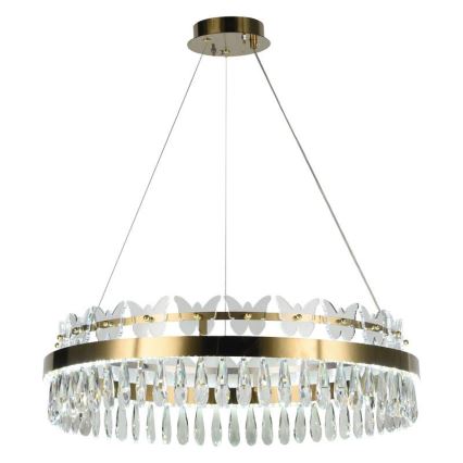 Светодиодная хрустальная подвесная люстра с регулированием яркости LED/80W/230V 3000-6500K золотистый + дистанционное управление
