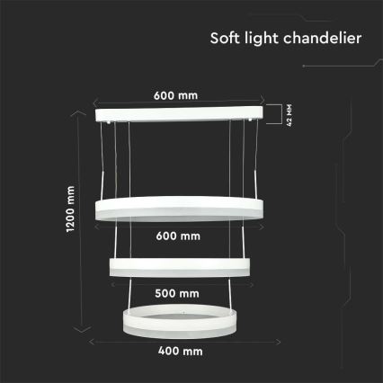 Светодиодная подвесная люстра с регулированием яркости LED/86W/230V 3000K белый