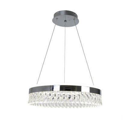 Светодиодная хрустальная подвесная люстра с регулированием яркости LED/90W/230V 3000-6500K блестящий хром + дистанционное управление