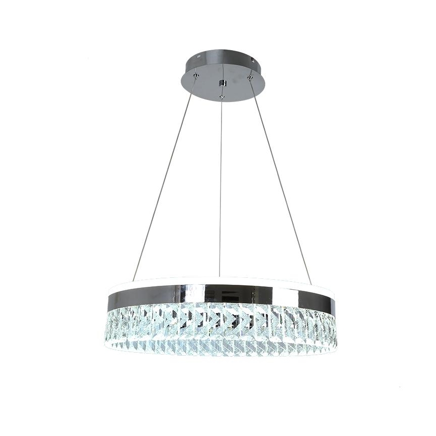 Светодиодная хрустальная подвесная люстра с регулированием яркости LED/90W/230V 3000-6500K блестящий хром + дистанционное управление