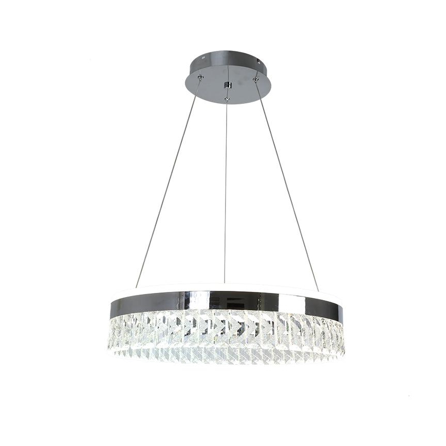 Светодиодная хрустальная подвесная люстра с регулированием яркости LED/90W/230V 3000-6500K блестящий хром + дистанционное управление