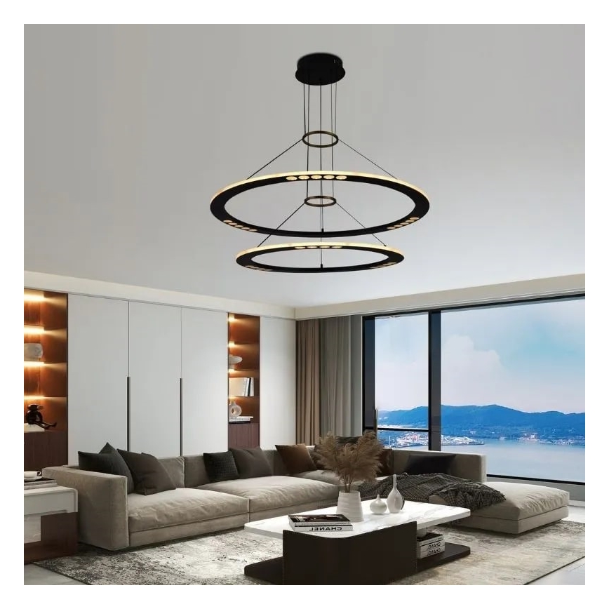 Светодиодная подвесная люстра с регулированием яркости LED/90W/230V 3000-6500K + дистанционное управление