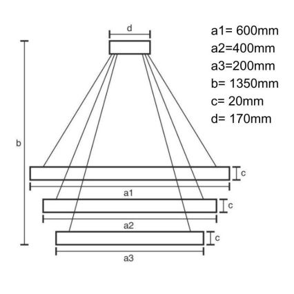 Светодиодная подвесная люстра с регулированием яркости LED/90W/230V 3000-6500K диаметр 60 см + дистанционное управление