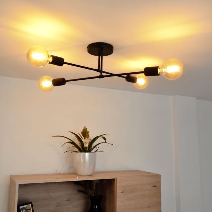 Светодиодная припотолочная люстра CAMBRIDGE 4xE27/8W/230V черный