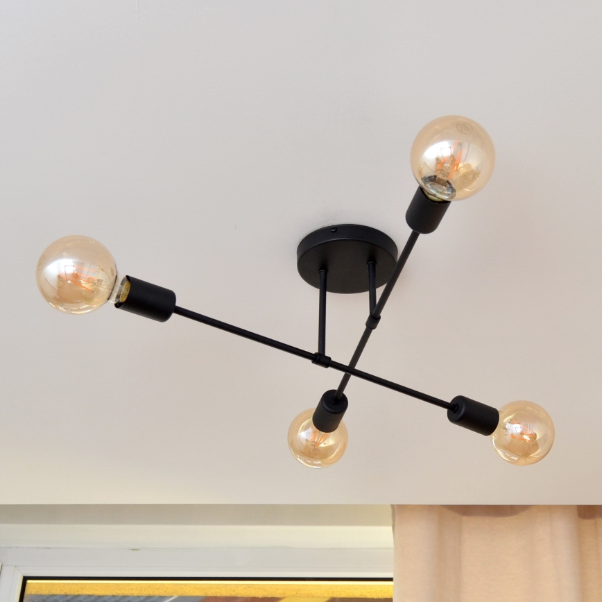 Светодиодная припотолочная люстра CAMBRIDGE 4xE27/8W/230V черный