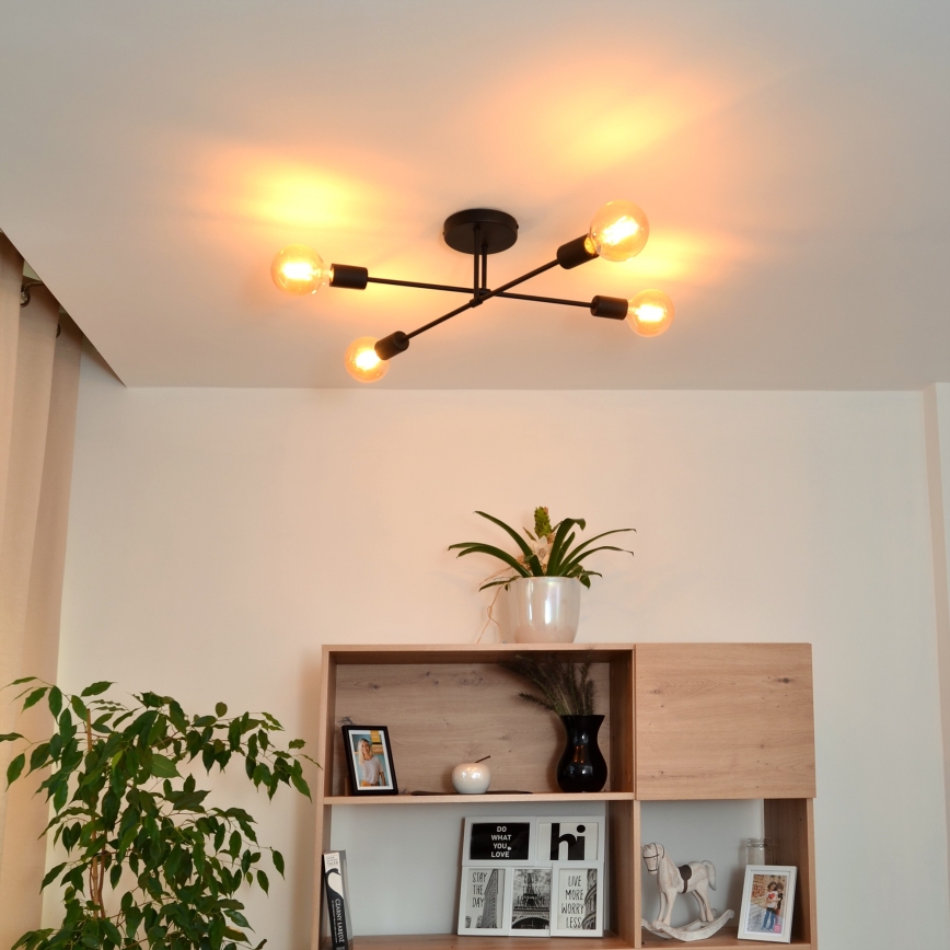 Светодиодная припотолочная люстра CAMBRIDGE 4xE27/8W/230V черный
