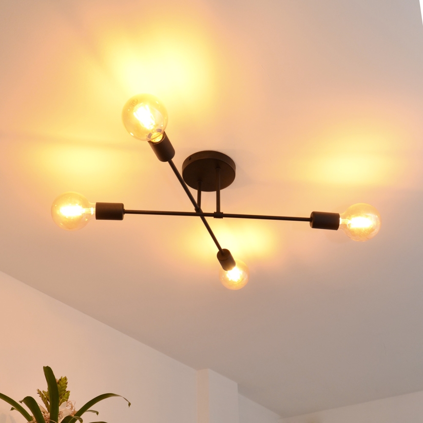 Светодиодная припотолочная люстра CAMBRIDGE 4xE27/8W/230V черный