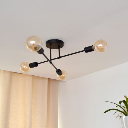 Светодиодная припотолочная люстра CAMBRIDGE 4xE27/8W/230V черный